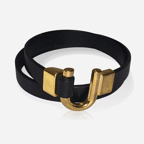Leather Horseshoe Wrap Bracelet