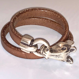 Horse Head Leather Double Wrap Bracelet